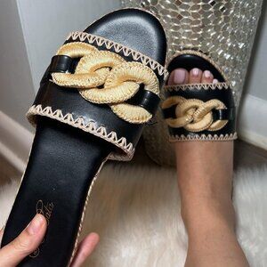 Crochet Chain Sandals Women's  flat Fashion  Slide for Summer